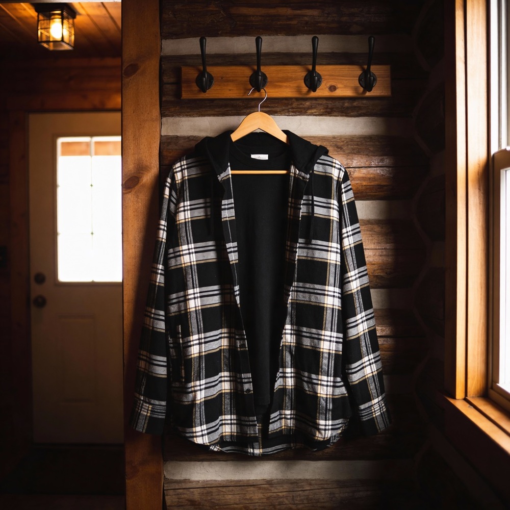 PacSun Black and White Plaid Shirt Jacket